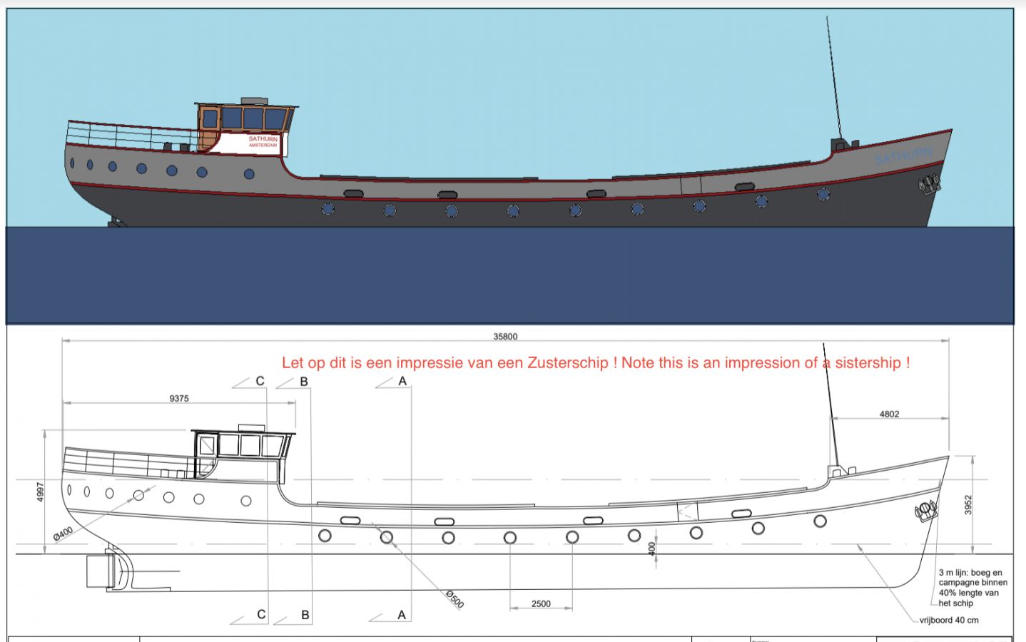 Coaster Woonschip Werkschip Motor Yacht for sale