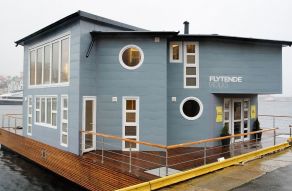 Grey Floating House Houseboat